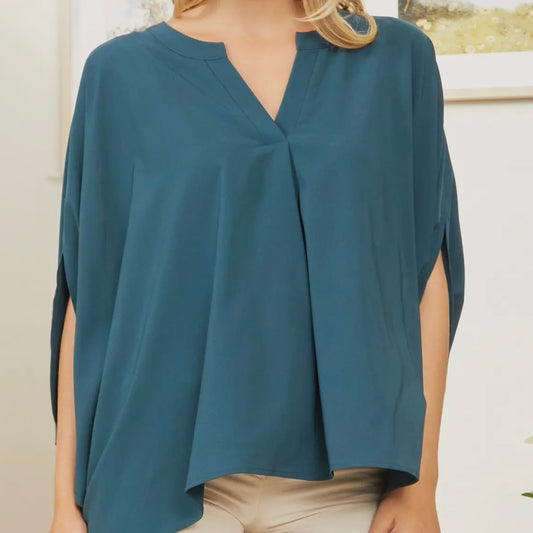 Plus Deep Teal Poncho Blouse