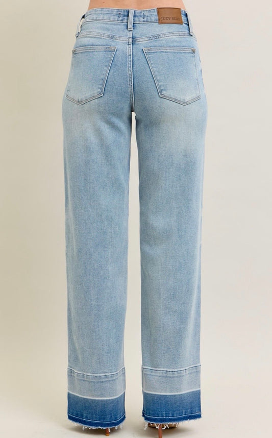 Judy Blue Mid Rise Release Hem Wide Jeans - 88935