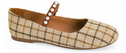 Corkys Tea Time Tan Plaid Flats