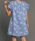Ribbon Bow Print Ruffle Sleeve Dress