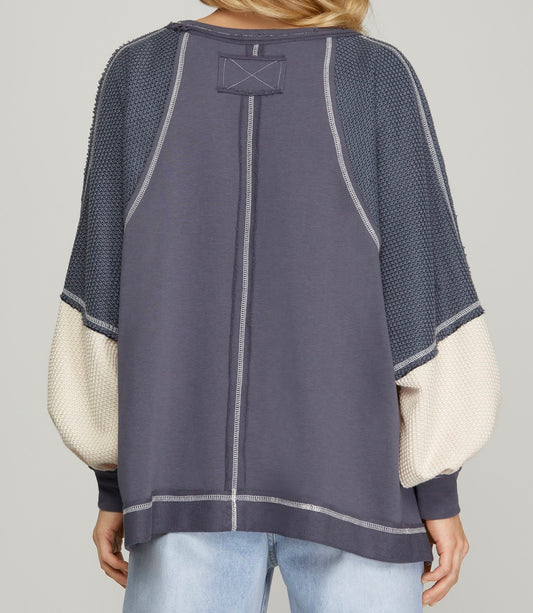 Long Sleeve Color Block Sweatshirt