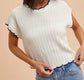 Scalloped Edge Pointelle Sweater Top