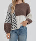 Colorblock Chevron Cable Knit Sweater