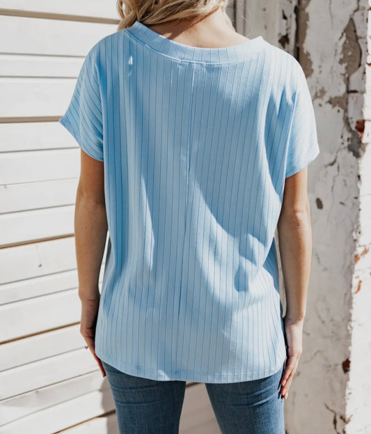 Plus Size Ribbed V-Neck Top