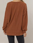 Brushed Waffle Notch Neck Long Sleeve Top