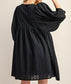 Black Embroidered Puff Sleeve Dress