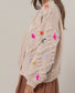 Floral Stitch Popcorn Cardigan
