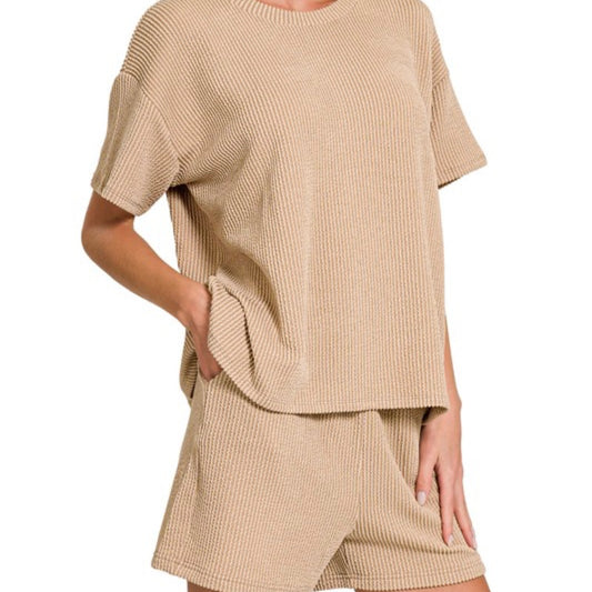 Ribbed Short Sleeve Set