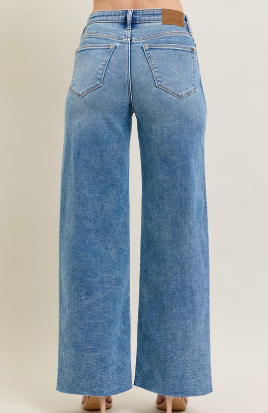 Judy Blue Vintage Wash Wide Leg Jeans - 8608