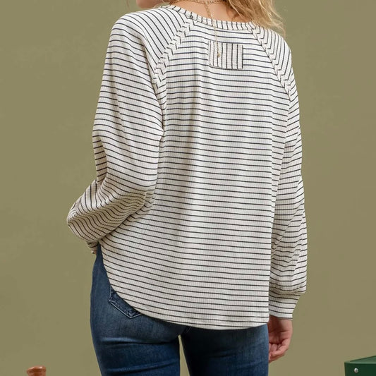 Striped Raglan Sleeve Knit Top