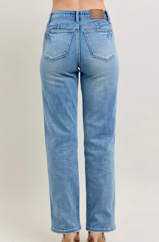Judy Blue Mid Rise Medium Blue Straight Fit Jeans - 88943