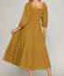 Mustard Tiered Print Midi Dress