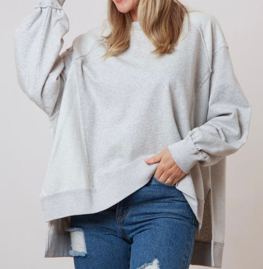 Oversized Terry Reversed Stitch Pullover