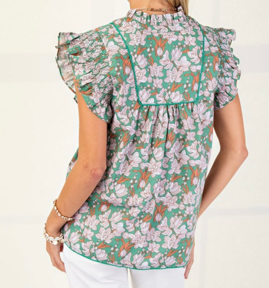 Magnolia Garden Flutter Top