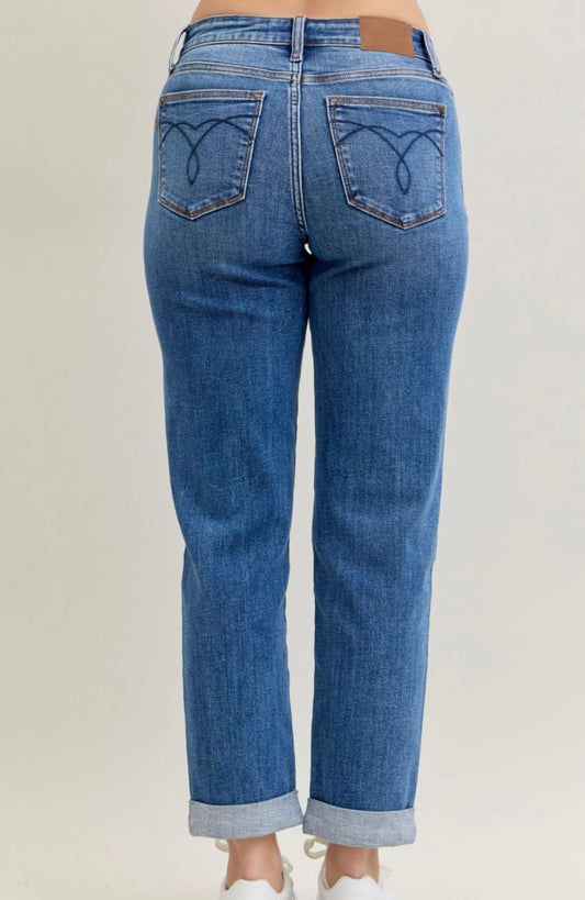 Judy Blue Mid Rise Boyfriend Fit Jeans - 82685