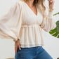 Ivory Textured V-Neck Top