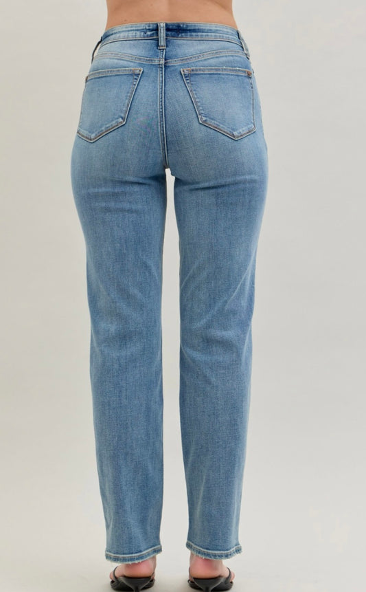 Judy Blue High Waisted Medium Wash Straight Fit Jeans - 8602