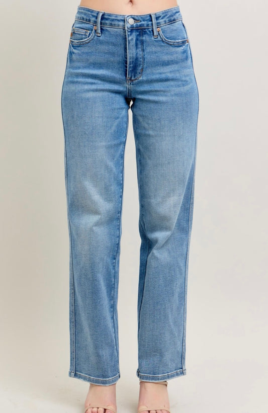 Judy Blue Mid Rise Medium Blue Straight Fit Jeans - 88943