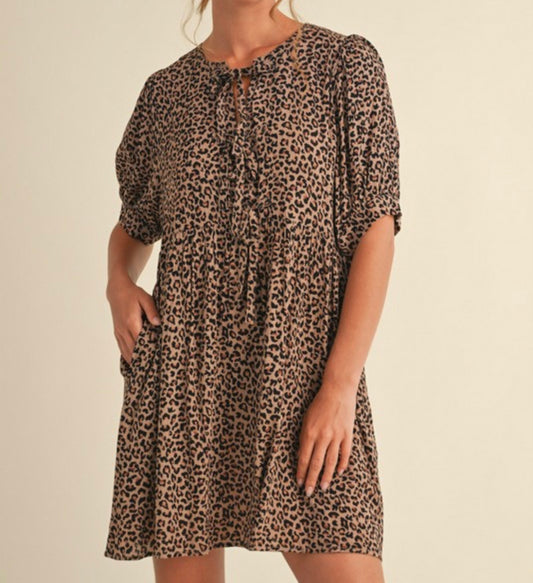 Leopard Print Tie Dress