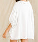 Ash Grey Oversized Drawstring Tie Sleeves Top