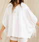 Ash Grey Oversized Drawstring Tie Sleeves Top