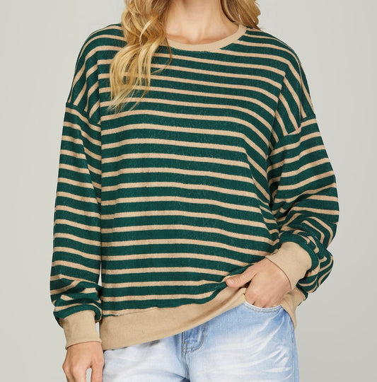 Long Sleeve Knit Striped Sweatshirt