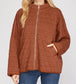 Rust Oversized Quilted Zip-Up Jacket