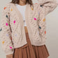 Floral Stitch Popcorn Cardigan