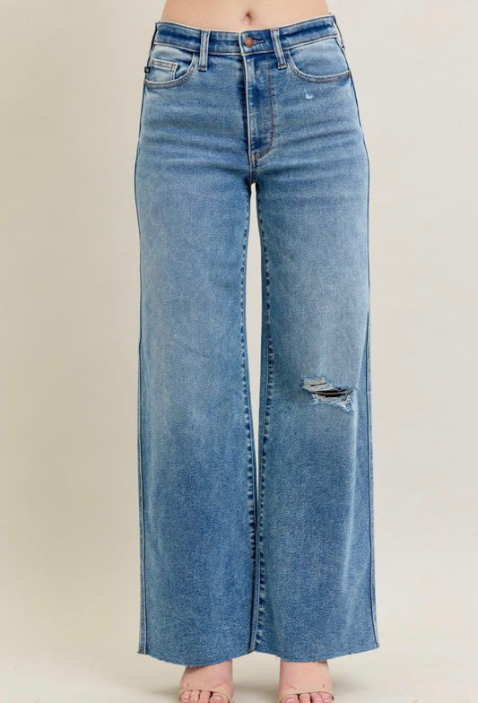 Judy Blue Vintage Wash Wide Leg Jeans - 8608