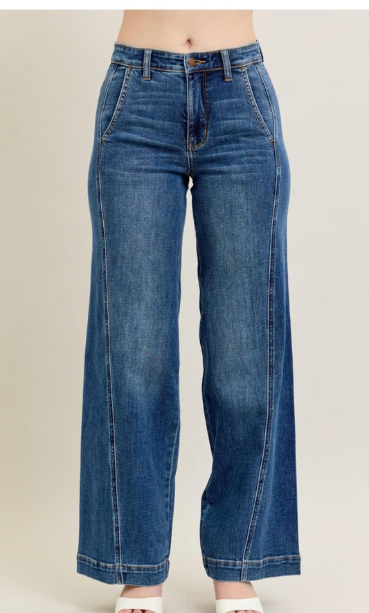 Judy Blue High Waisted Trouser Wide Leg Jeans - 82656