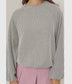 Balloon Sleeve Striped Knit Long Sleeve Top