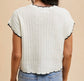 Scalloped Edge Pointelle Sweater Top