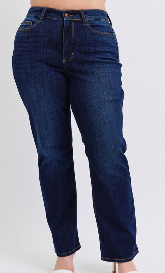 Judy Blue High Waisted Dark Straight Fit Jeans Plus Size - 82627