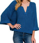 Knit Folded Sleeve Pullover Top