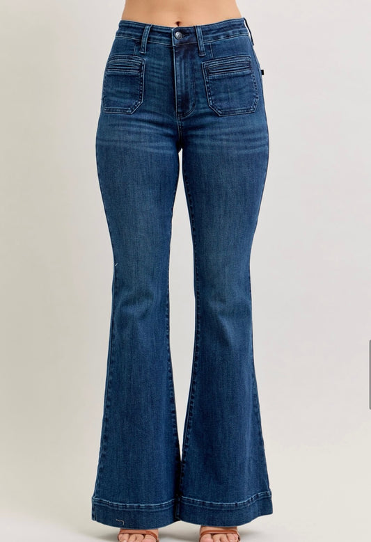 Judy Blue High Waisted Flare Pintuck Jeans - 881079