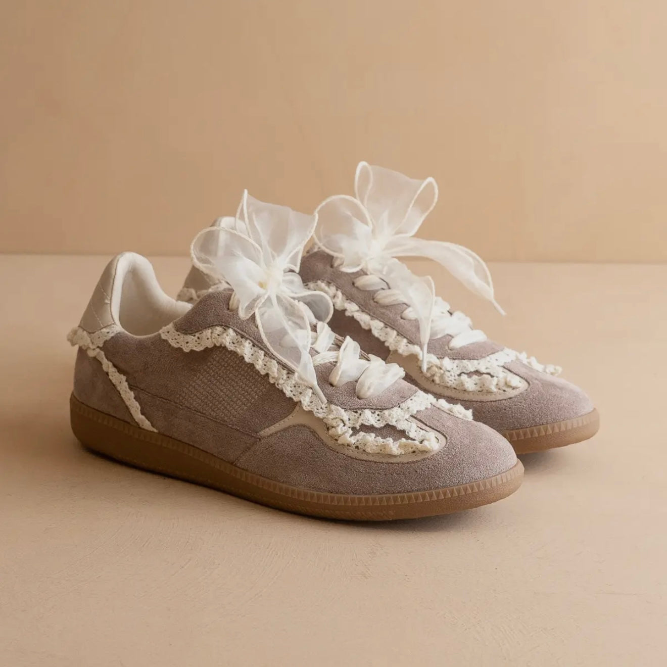 The April - Dark Grey Lace Trimmed Sneakers