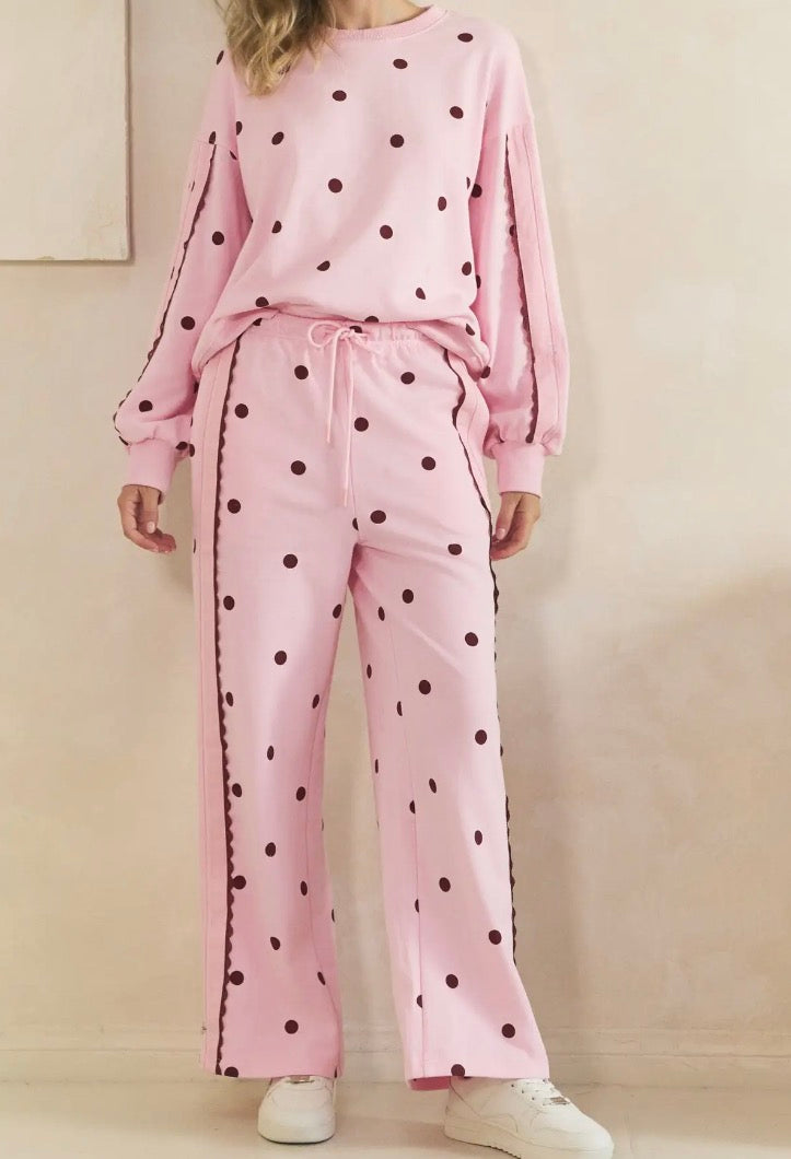 Pink/Burgundy Polka Dot Lounge Set