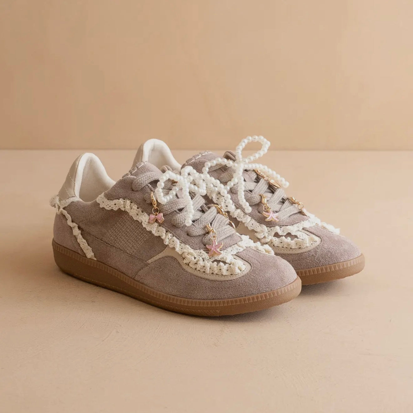 The April - Dark Grey Lace Trimmed Sneakers