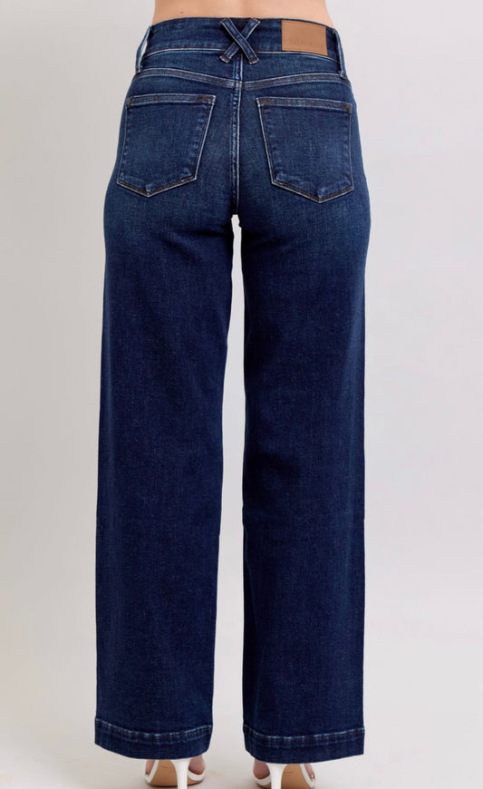 Judy Blue High Waisted Dark Wide Leg Jeans - 82642