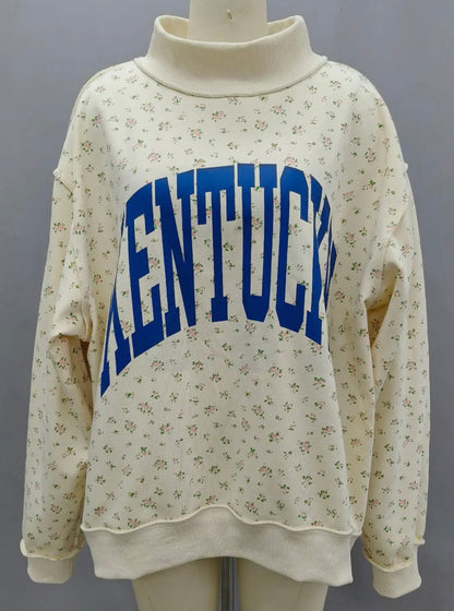 KY Floral Reversible Mock Neck Sweatshirt