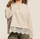 Striped Long Sleeve Lace Top
