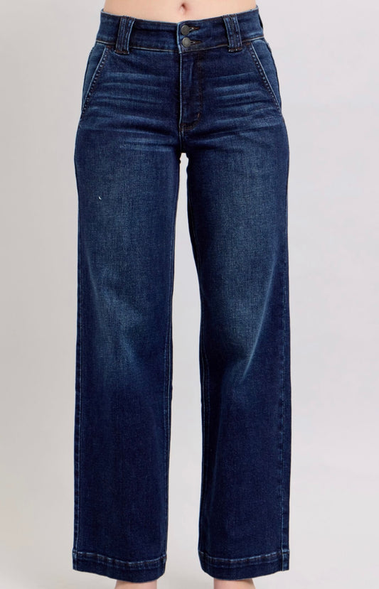 Judy Blue High Waisted Dark Wide Leg Jeans - 82642