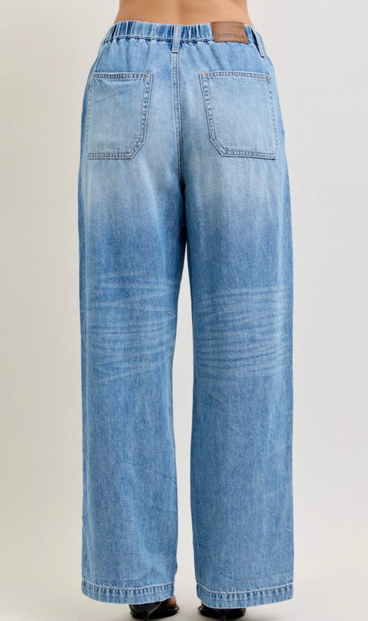 Judy Blue High Waisted Featherweight Baggy Elastic Waist Jeans - 881090