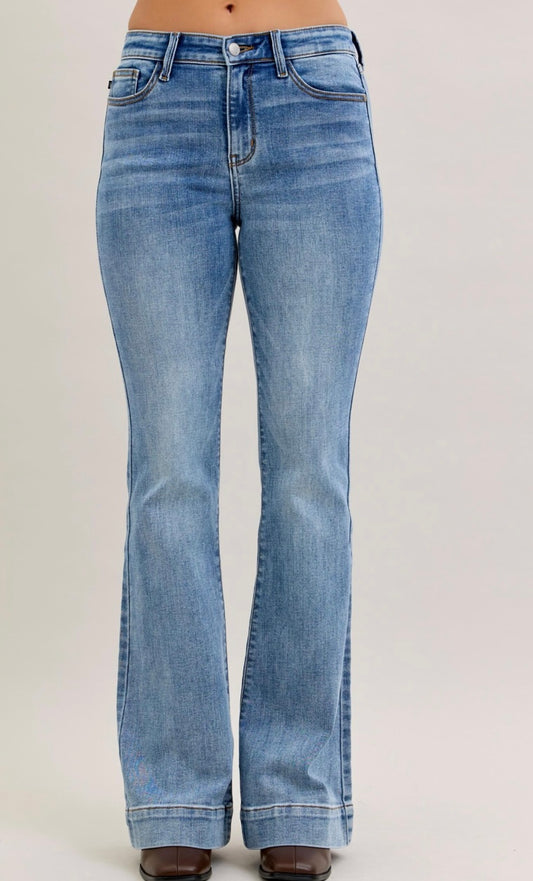 Judy Blue Mid Rise Trouser Flare Jeans - 82676