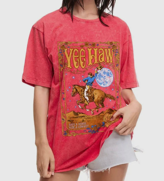 Yee Haw Save A Horse Graphic Boyfriend Tee