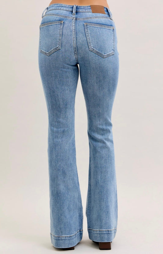 Judy Blue Mid Rise Trouser Flare Jeans - 82676