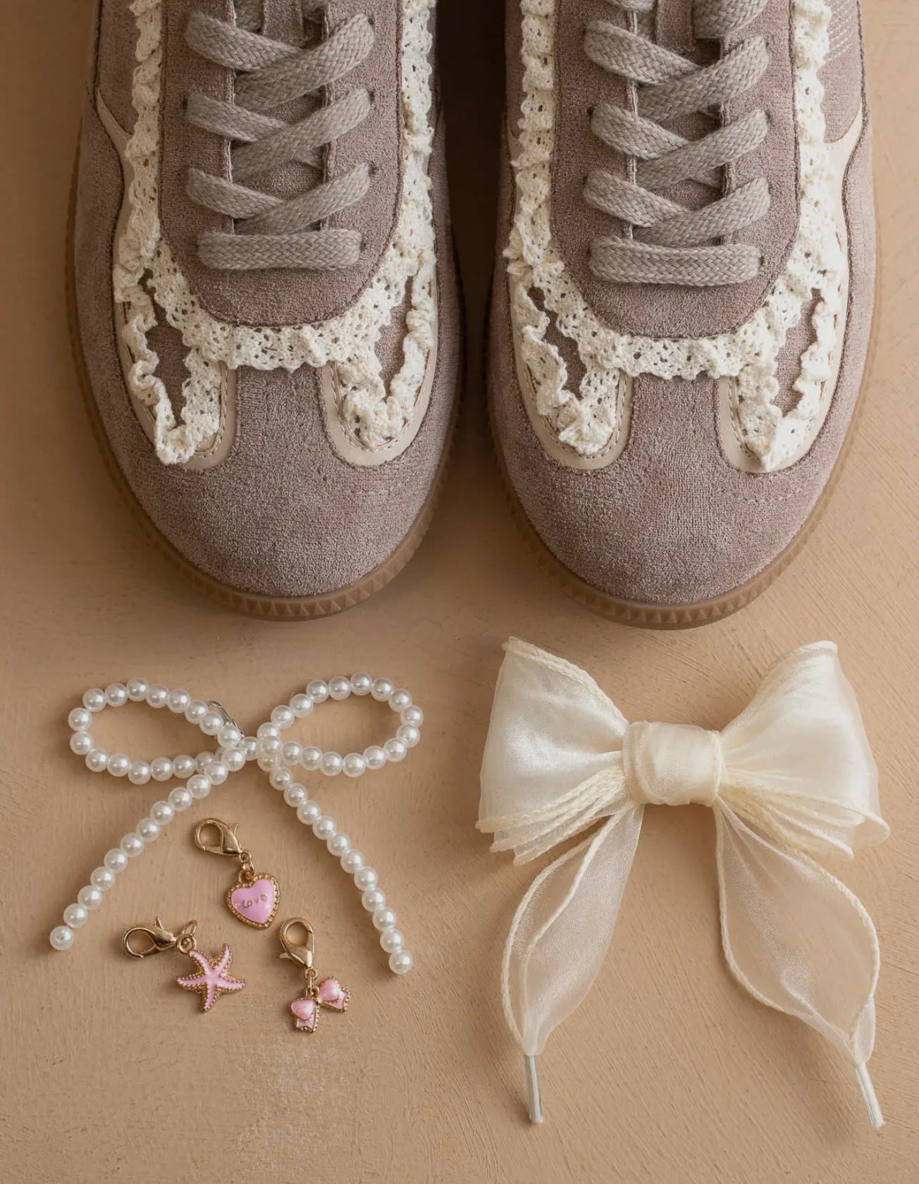 The April - Dark Grey Lace Trimmed Sneakers