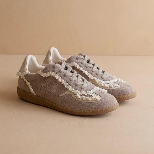 The April - Dark Grey Lace Trimmed Sneakers