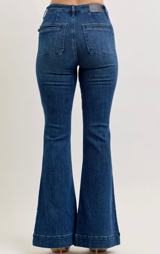 Judy Blue High Waisted Flare Pintuck Jeans - 881079