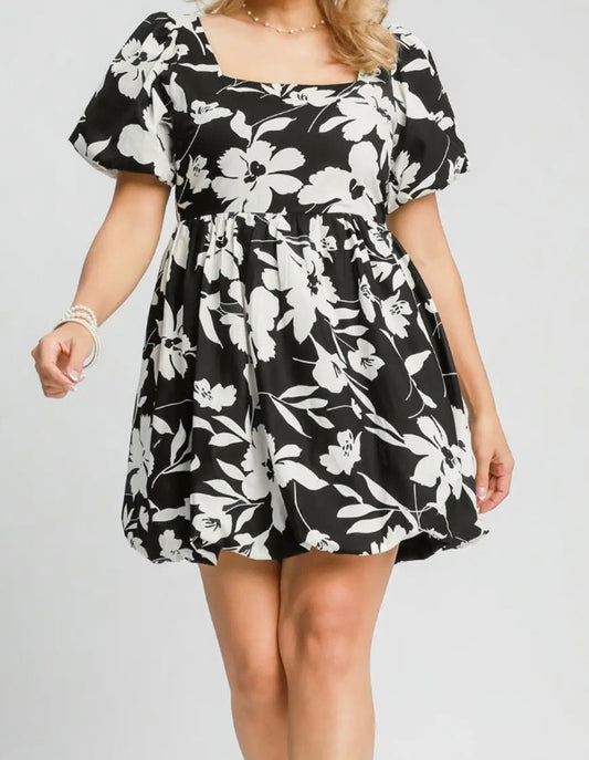 Plus Size Petals After Dark Mini Dress